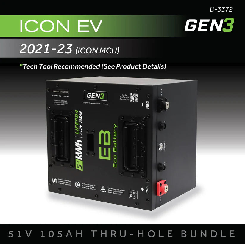 Eco Battery 51V 105Ah Lithium Golf Cart Battery Bundle - ICON EV Thru Hole Gen3