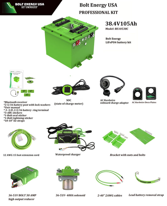 EZGO TXT Bolt Lithium 38V 105Ah Battery Pro Kit - 12 Year Warranty