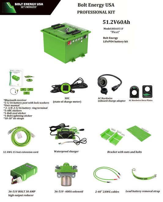 Yamaha G1-G16 Lithium Battery 51V 60Ah - Bolt Energy Professional Kit with 12-Year Warranty