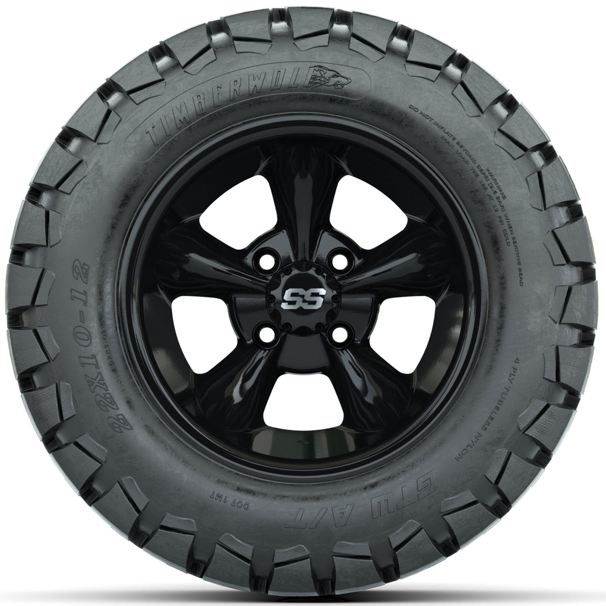 Set of (4) 12" GTW Godfather Wheels with 22x10-12 GTW Timberwolf All-Terrain Tires