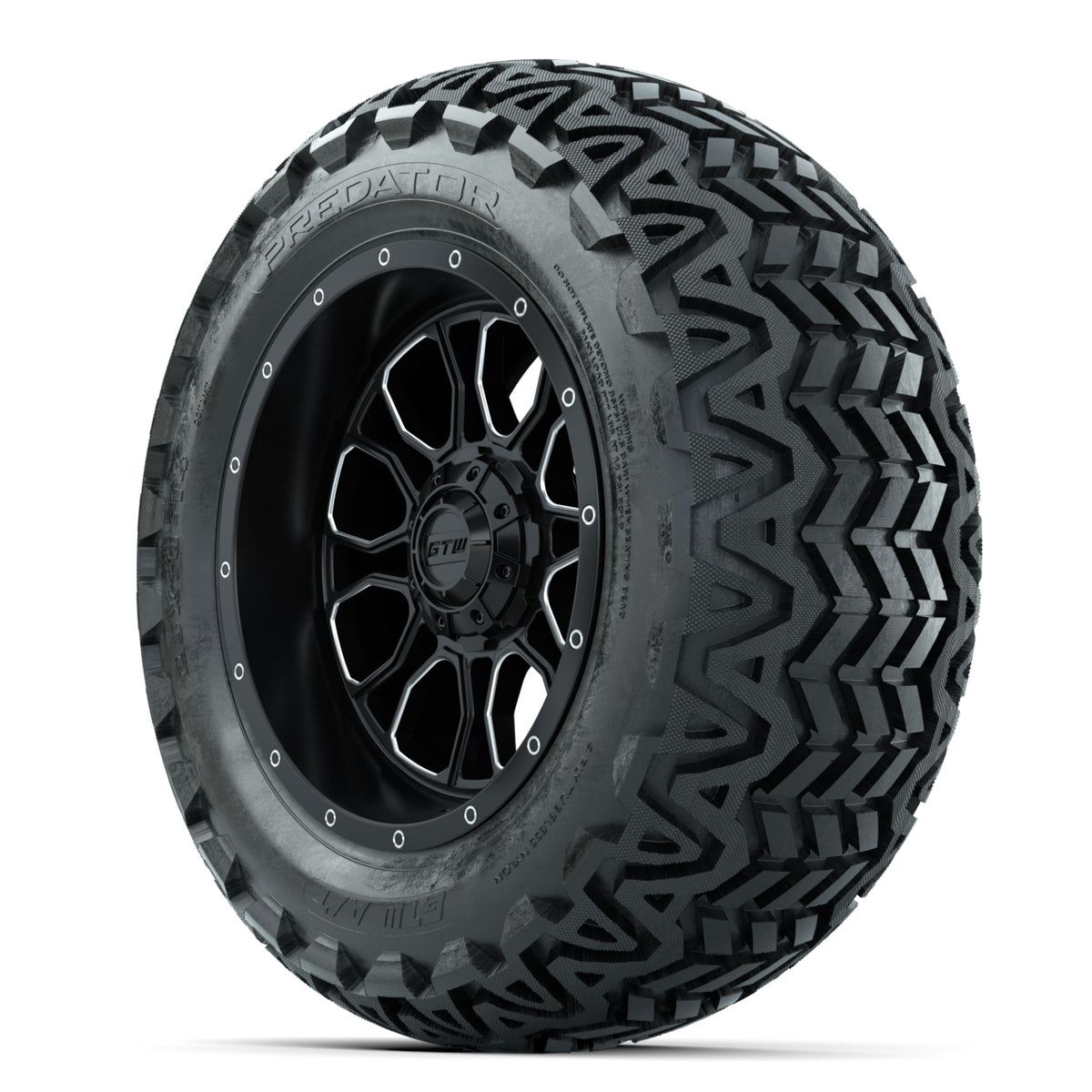 Set of (4) 14" GTW® Volt Machined & Black Wheels with 23x10-14 Predator All-Terrain Tires