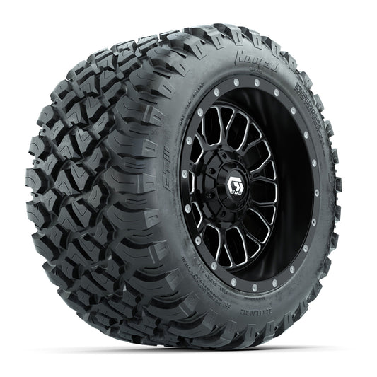 Set of (4) 12" GTW® Helix Machined & Black Wheels with 22x11-R12 Nomad All-Terrain Tires