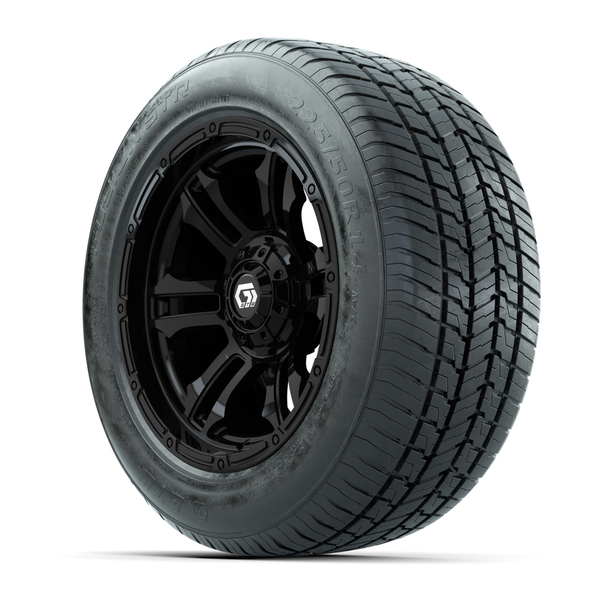 GTW® Shogun Gloss Black 14" Wheels with 225/50-R14 Fusion STR DOT Approved Street Tires - Full Set