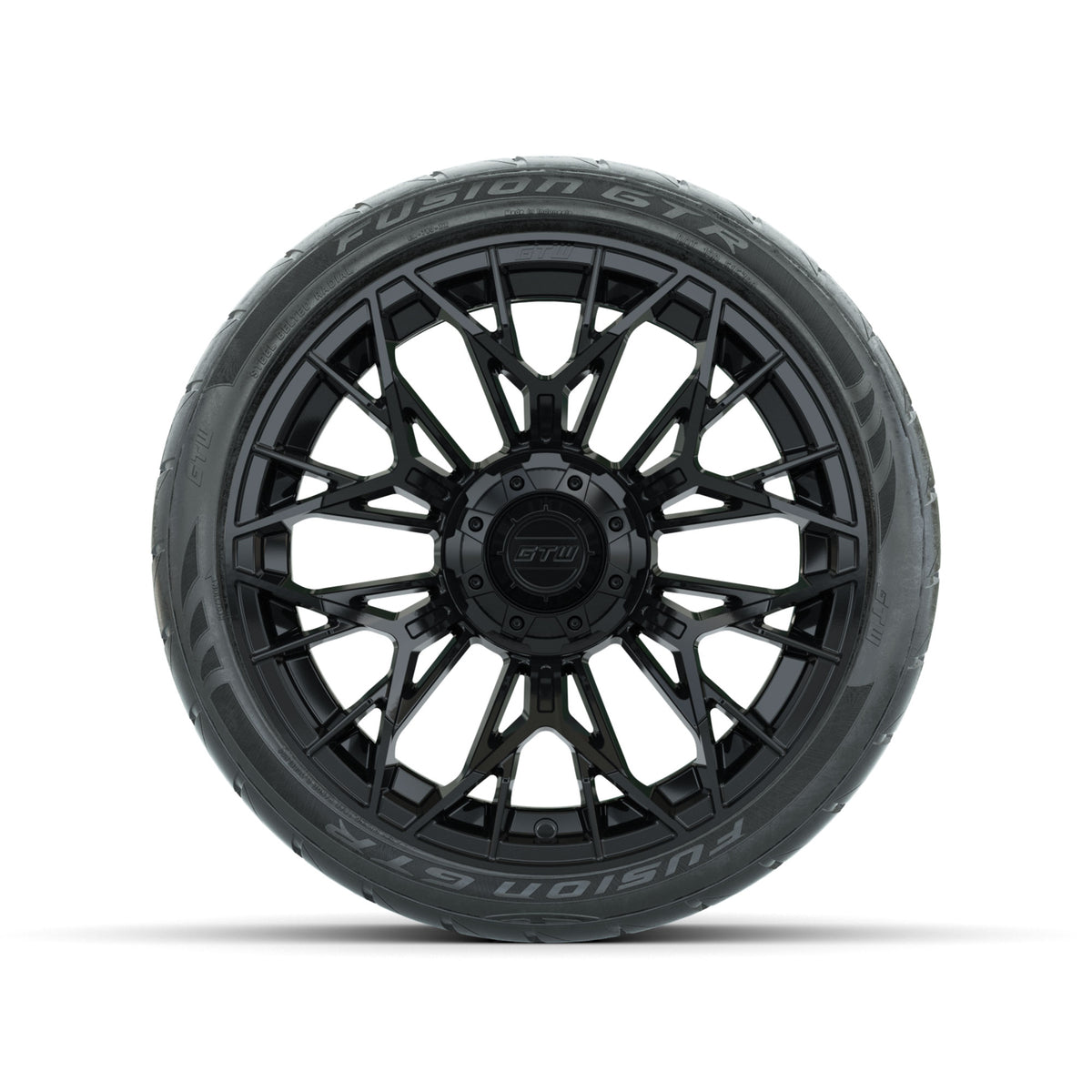 GTW® Stellar Matte Black 15" Golf Cart Wheels with 215/40-R15 Fusion GTR Street Tires – Set of 4