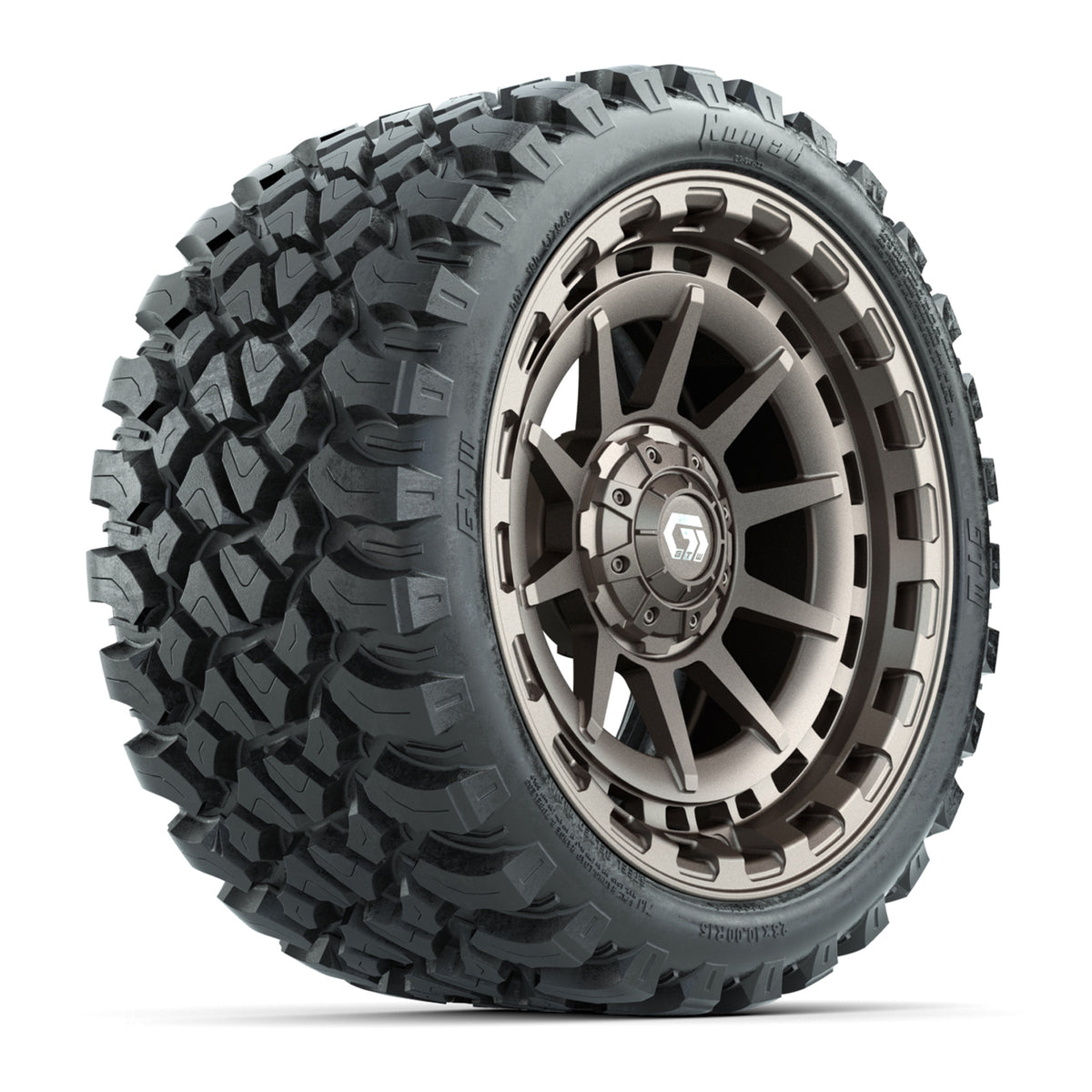 GTW Barricade Satin Bronze 15" Wheels with 23x10-R15 Nomad All-Terrain Tires - Set of 4