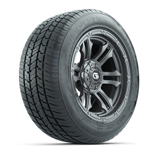 GTW® Shogun Gloss Gunmetal 14" Wheels with 225/50-R14 Fusion STR DOT Approved Street Tires - Full Set