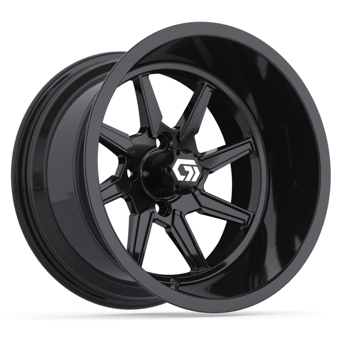 GTW® Reaper Gloss Black 15" Golf Cart Wheel - Single | Deep Dish