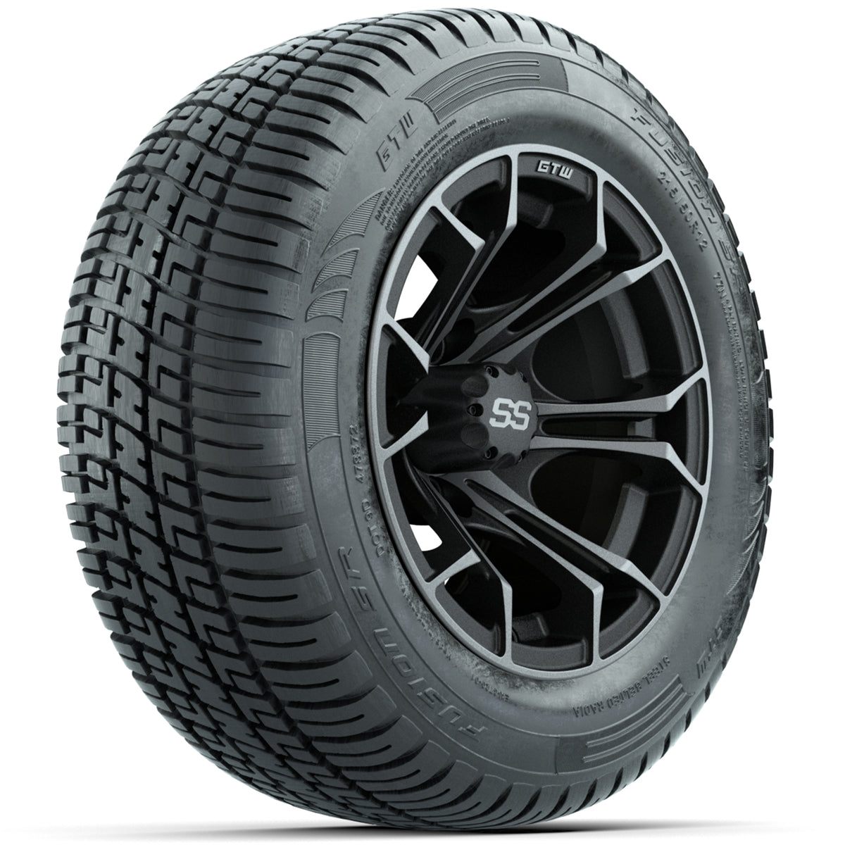 Set of (4) 12" GTW Spyder Wheels with 215/50-R12 Fusion S/R Street Tires