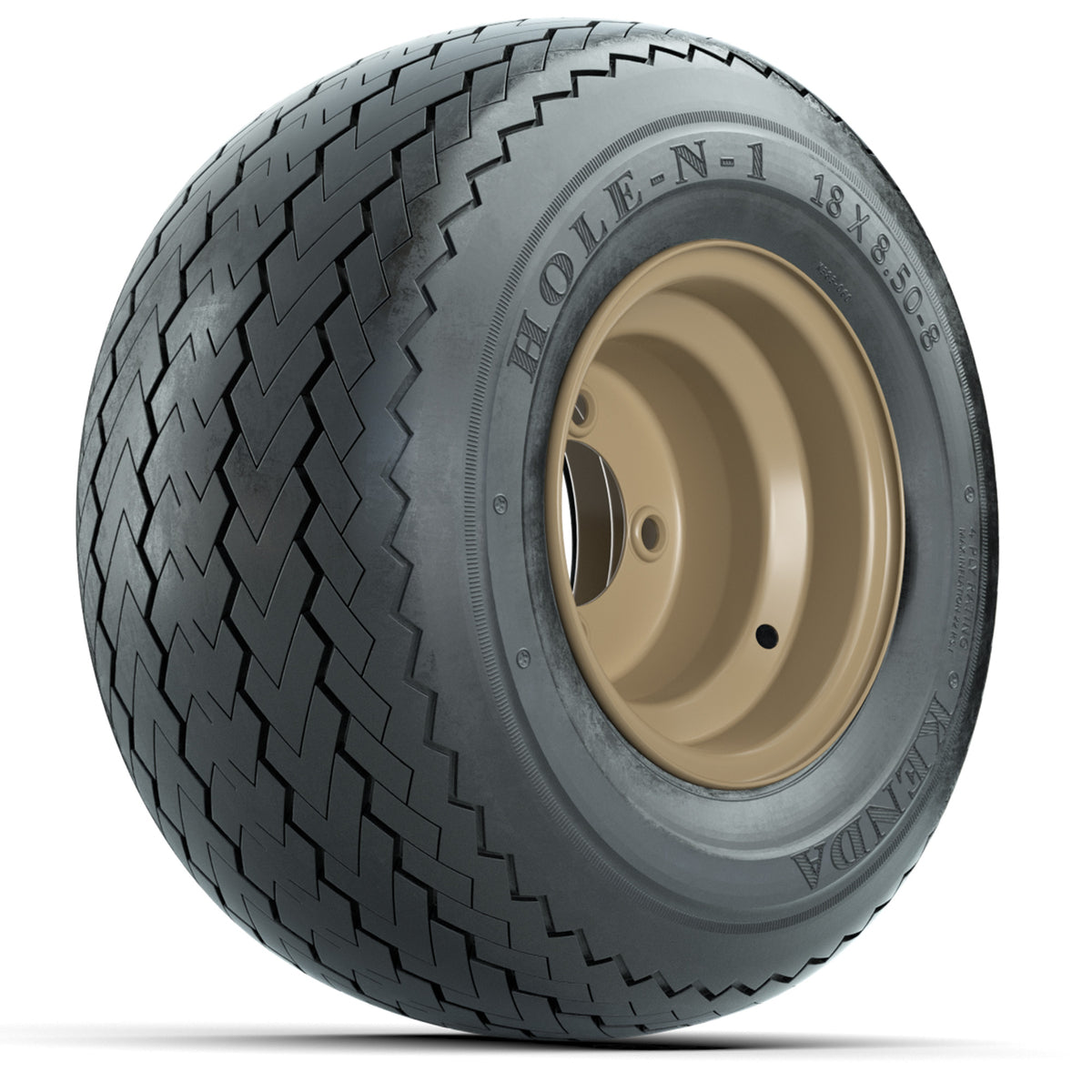 Set of (4) 8" Stone Steel Wheels with 18x8.5-8 Kenda Hole-N-1 Tires