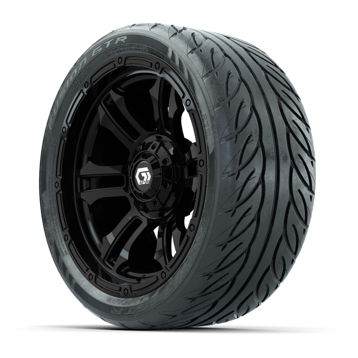 GTW® Shogun Gloss Black 14 in Wheels with 205/40-R14 Fusion GTR Steel Belted Street Tires Full Set
