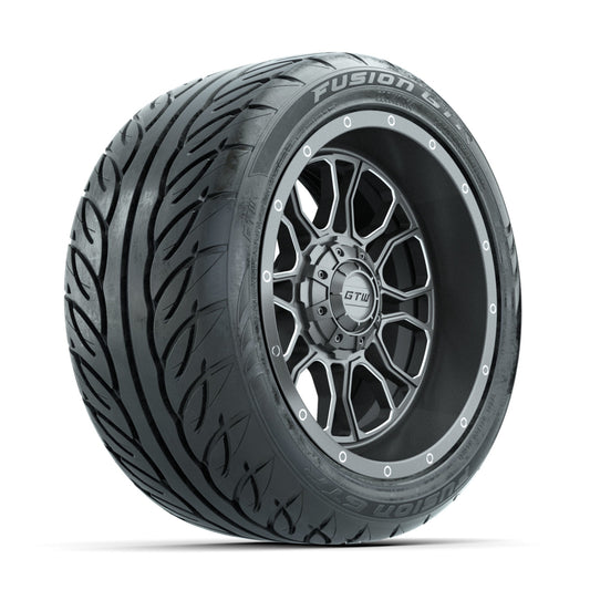 GTW Volt Gunmetal/Machined 14 in Wheels with 225/40-R14 Fusion GTR Street Tires Full Set