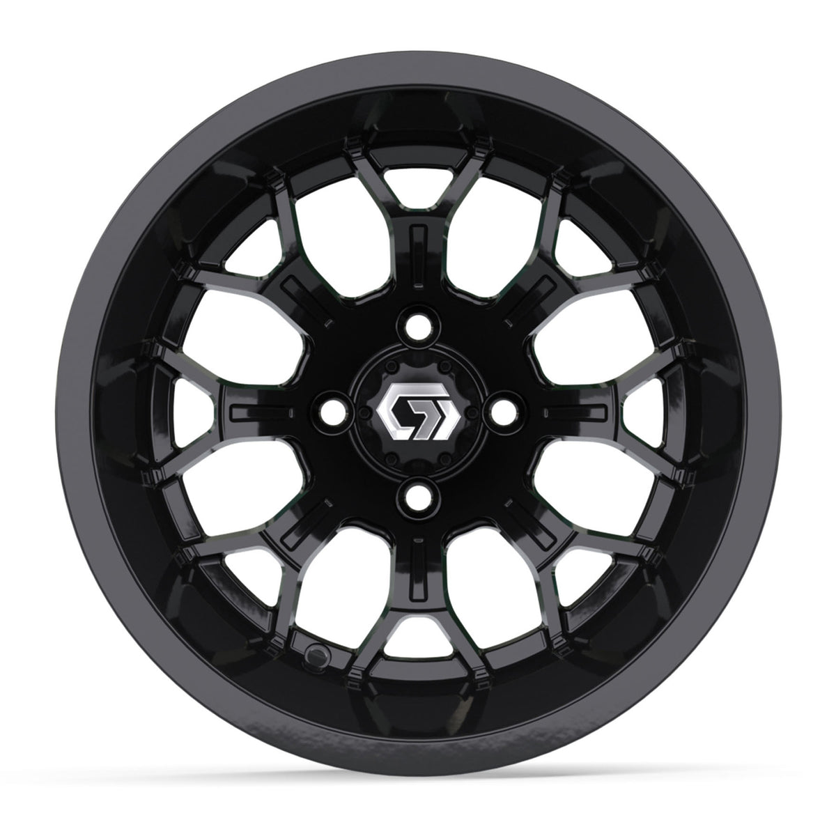 GTW Assault Gloss Black 14" Golf Cart Wheel | Deep Dish
