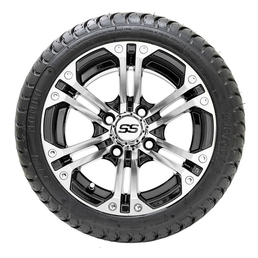 GTW Specter 12" Black & Machined Wheels with 18" Mamba DOT Street Tires — Set of 4