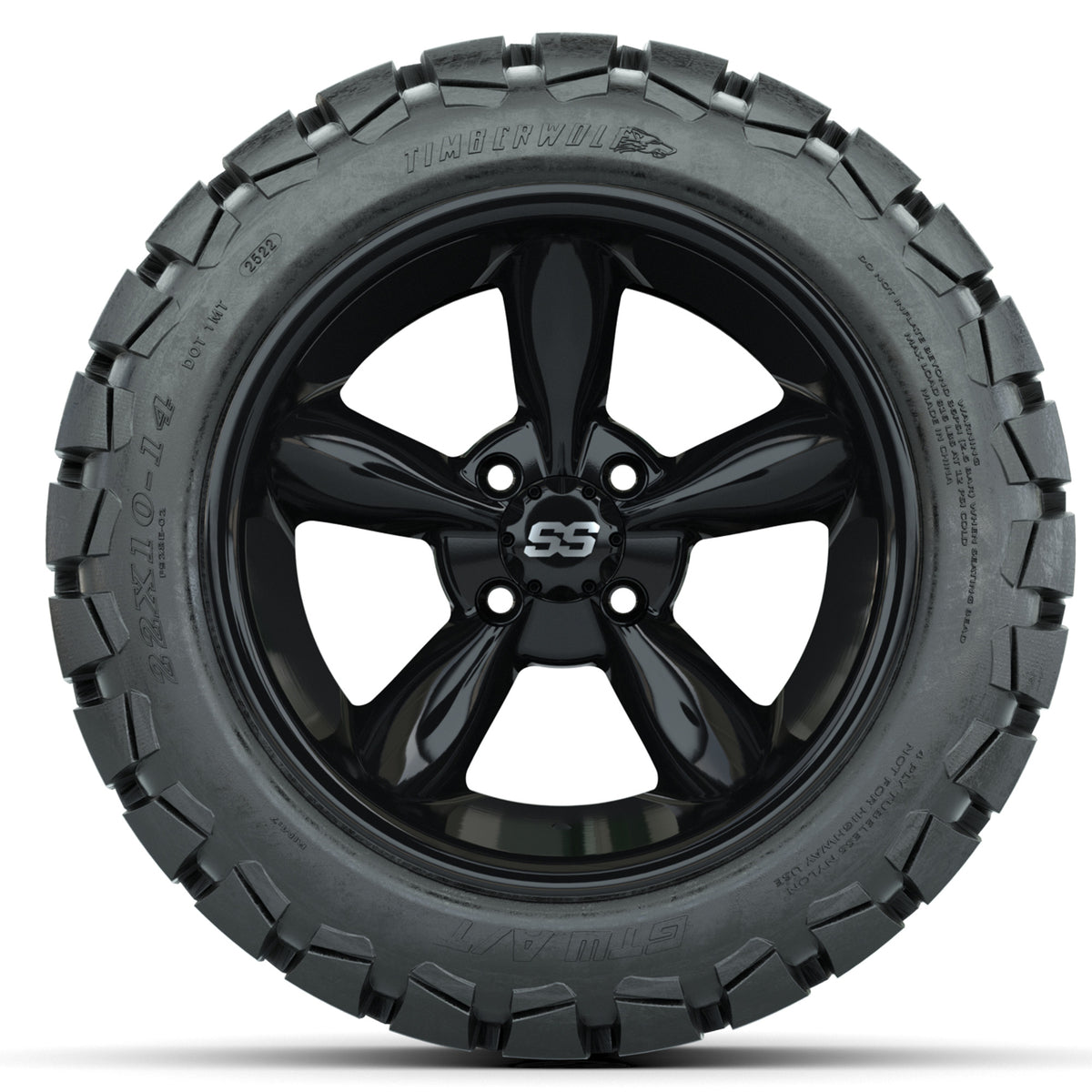 Set of (4) 14" GTW Godfather Wheels with 22x10-14 GTW Timberwolf All-Terrain Tires
