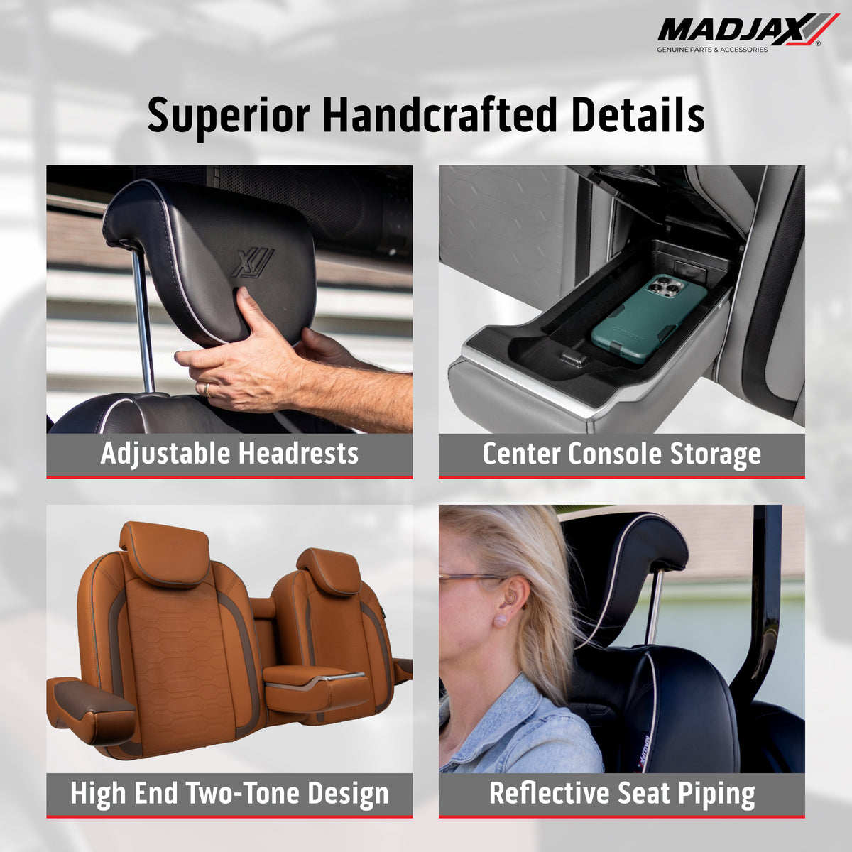 MadJax Smoke Commander Front Seat Cushions | EZGO TXT & MadJax XSeries Golf Carts