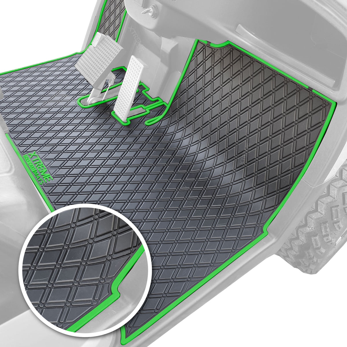 Xtreme Mats Golf Cart Floor Mat | Yamaha G29 / Drive — Black/Green