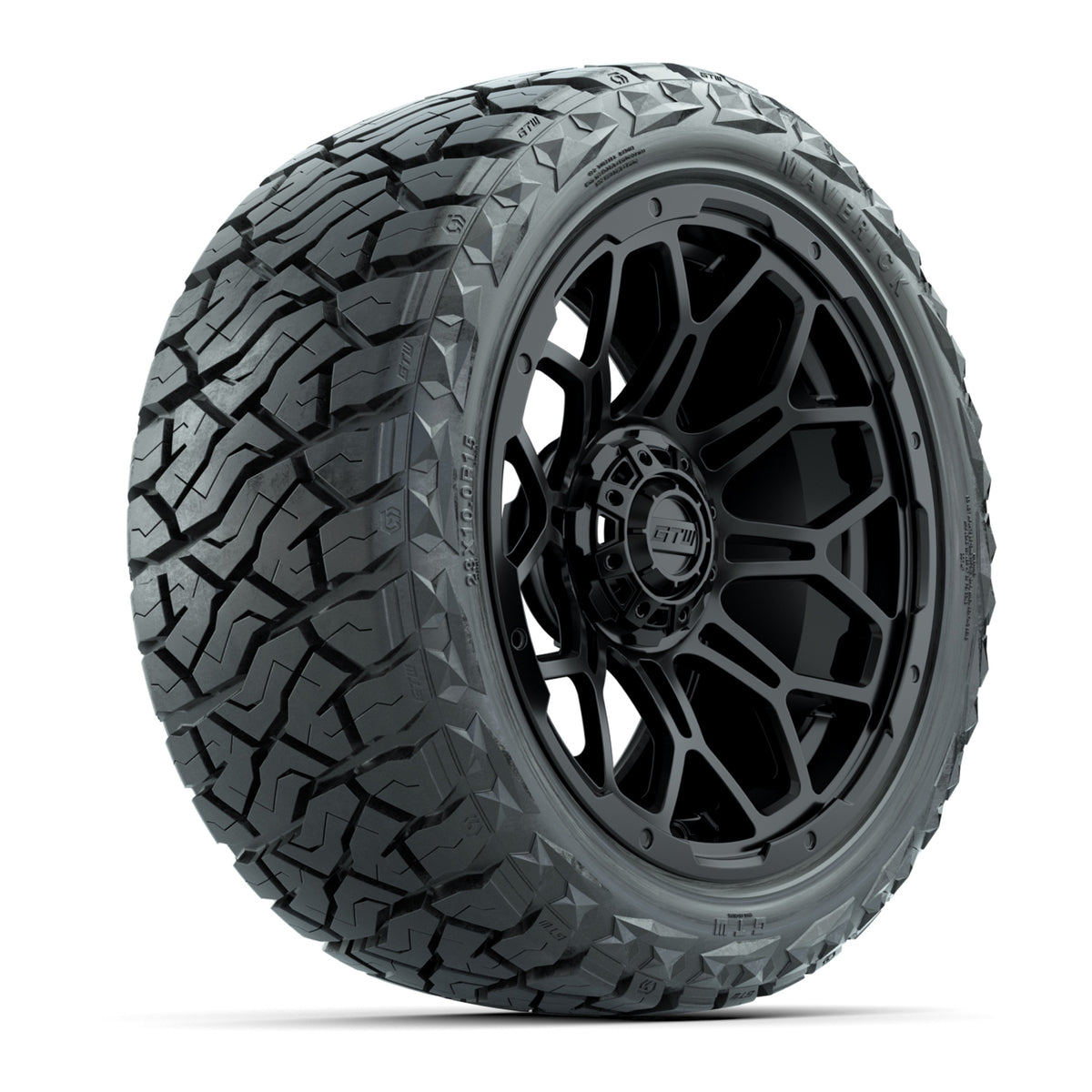 GTW Bravo Matte Black 15" Wheels with 23x10.00-R15 Maverick All-Terrain Tires – Full Set