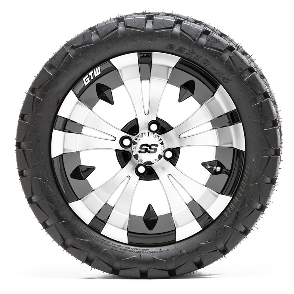 GTW Vampire Machined Black Wheels with 22" Timberwolf Tires - 14 Inch