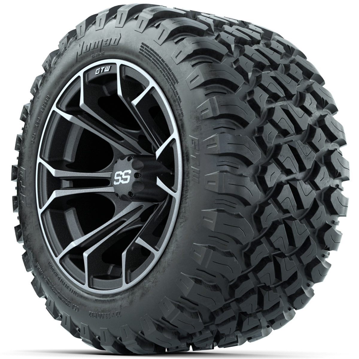 Set of (4) 12" GTW Spyder Wheels with 22x11-R12 GTW Nomad All-Terrain Tires
