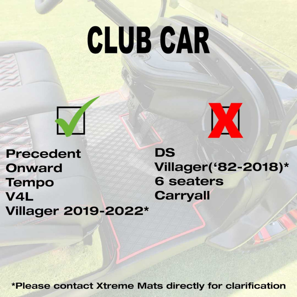 Club Car Precedent Floor Mat - Xtreme Full Coverage | Onward Tempo Villager All Black