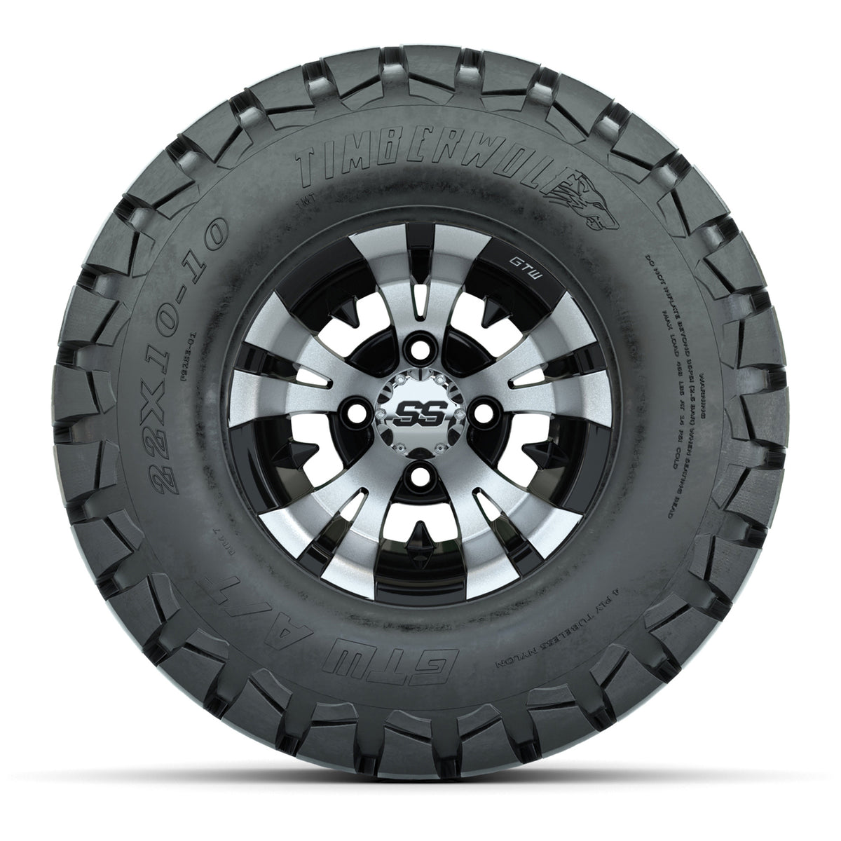GTW Vampire 10" Black & Machined Wheels with 22" Timberwolf A/T Tires — Set of 4