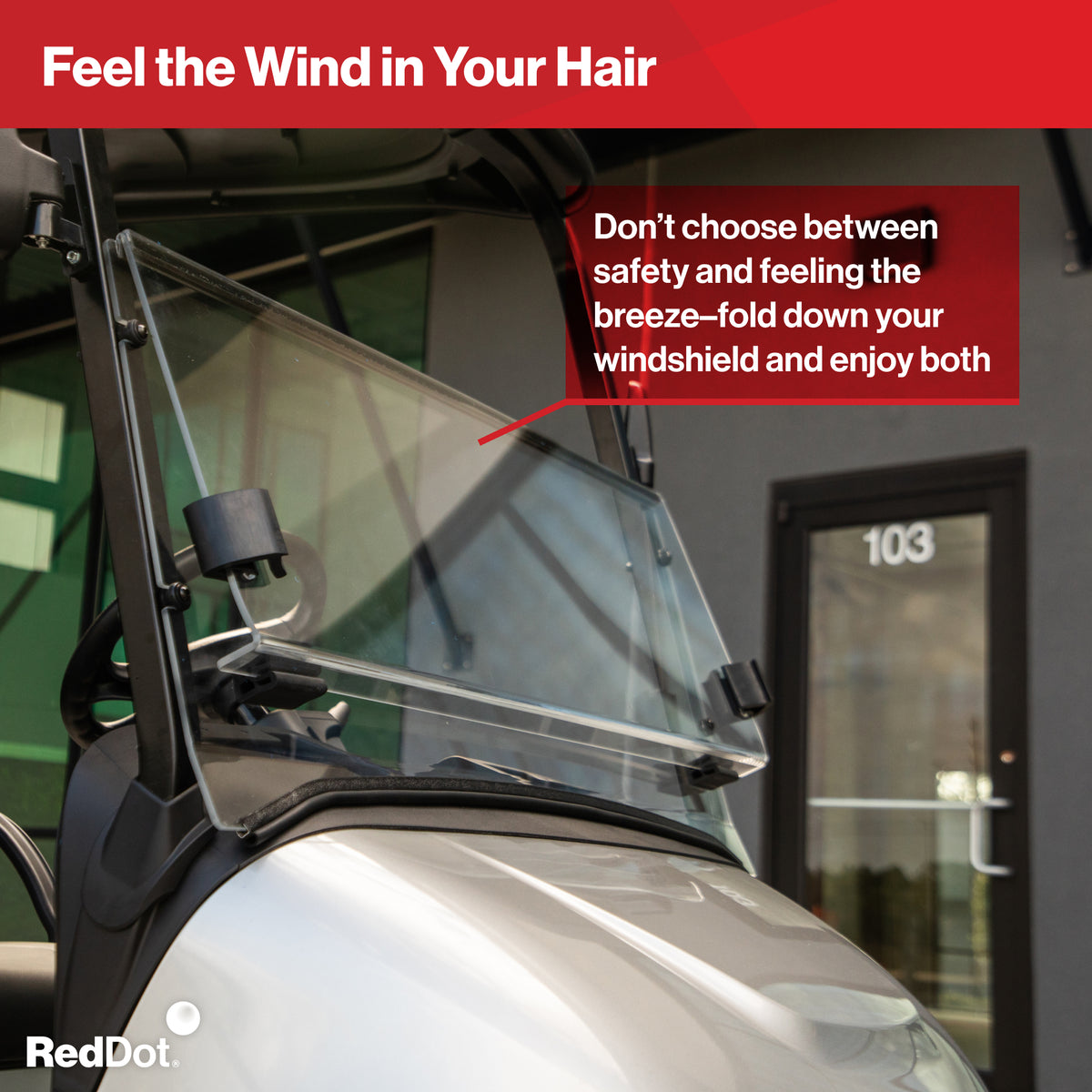 RedDot Clear DOT-Approved Folding Windshield for Epic E40FX Golf Cart (4-Forward Facing Seats)