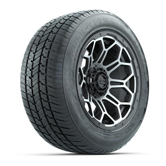 GTW® Bravo Matte Gray and Machined 14" Wheels with 225/50-R14 Fusion STR DOT Approved Street Tires - Full Set