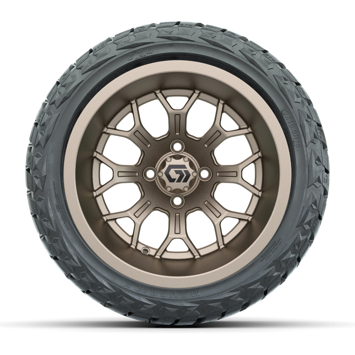 GTW® Assault Matte Bronze 14" Wheels with 23X10-R14 Maverick Steel Belted Radial All-Terrain Tires - Full Set