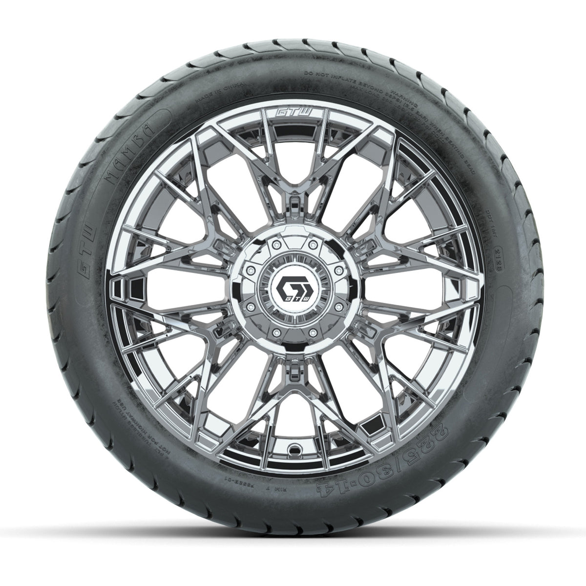 Set of (4) 14" GTW® Stellar Chrome Wheels with 225/30-14 Mamba Street Tire
