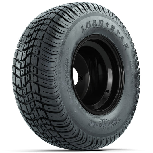 Set of (4) 10" Matte Black Steel Offset Wheels with 205/65-10 Kenda Load Star Street Tires