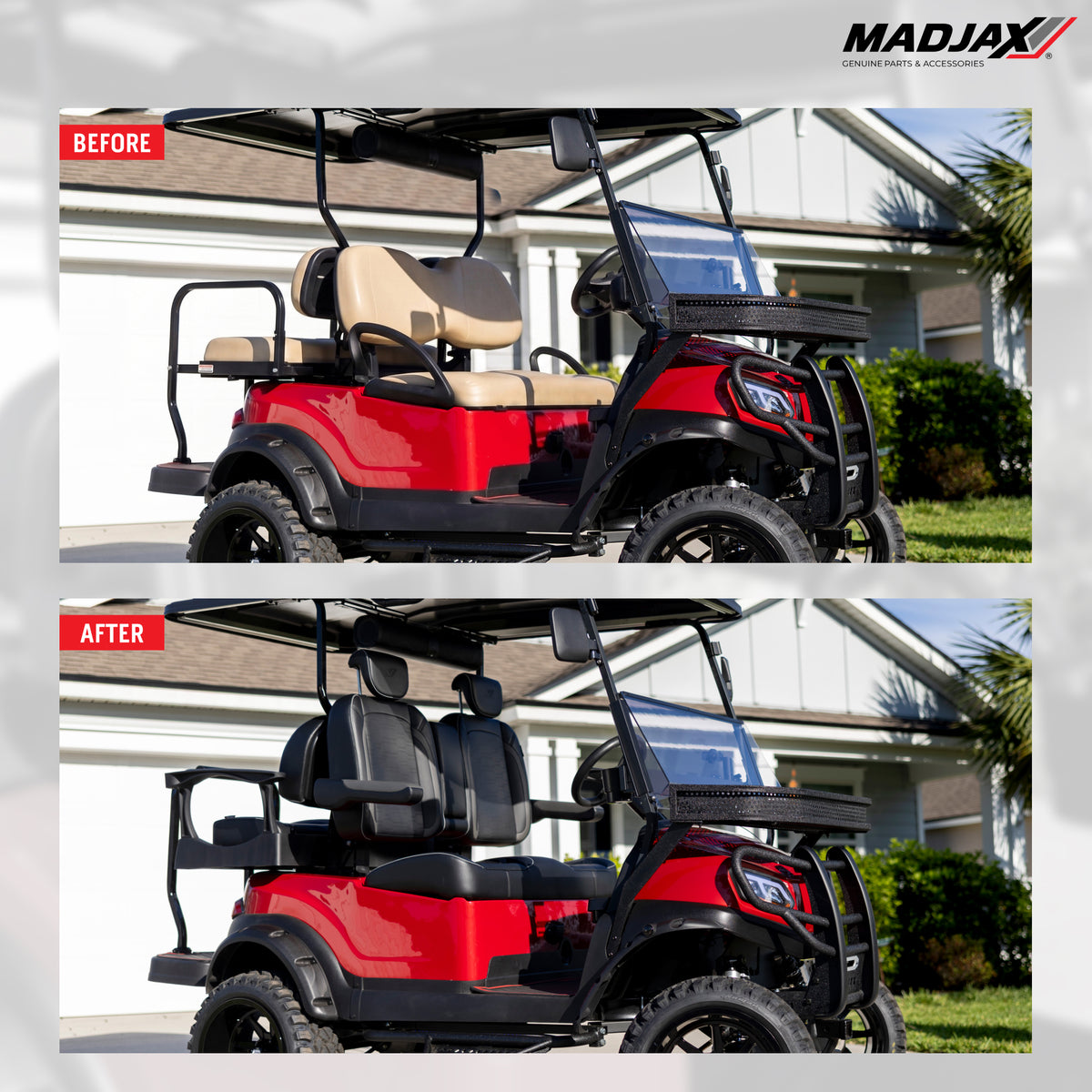 MadJax Black Commander Front Seat Cushions | EZGO TXT & MadJax XSeries Golf Carts