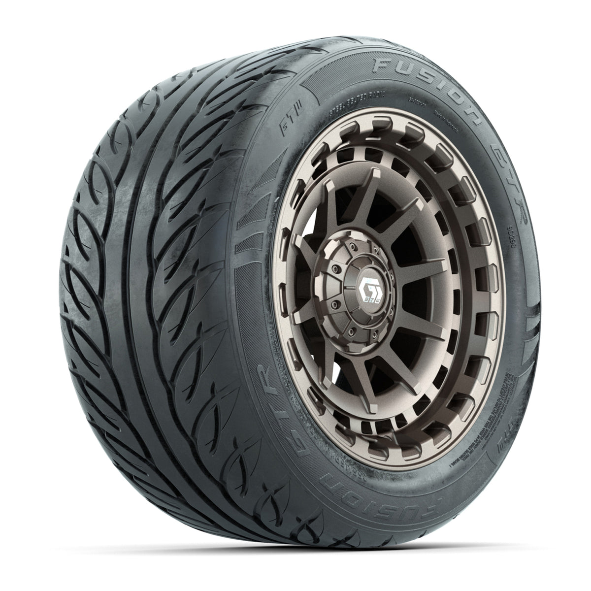 14" GTW® Barricade Bronze Golf Cart Wheels & 255/45-R14 Fusion GTR Radial Street Tires (Set of 4)
