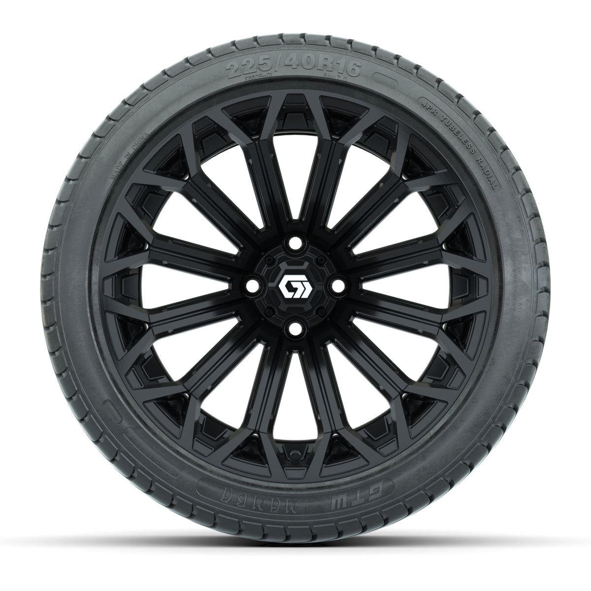 GTW® Phantom Gloss Black 16" Wheels with 225/40-R16 Mamba Street Tires - Full Set