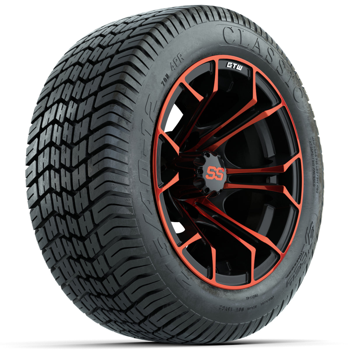 Set of (4) 12" GTW Spyder Wheels with 215/40-12 Excel Classic Street Tires