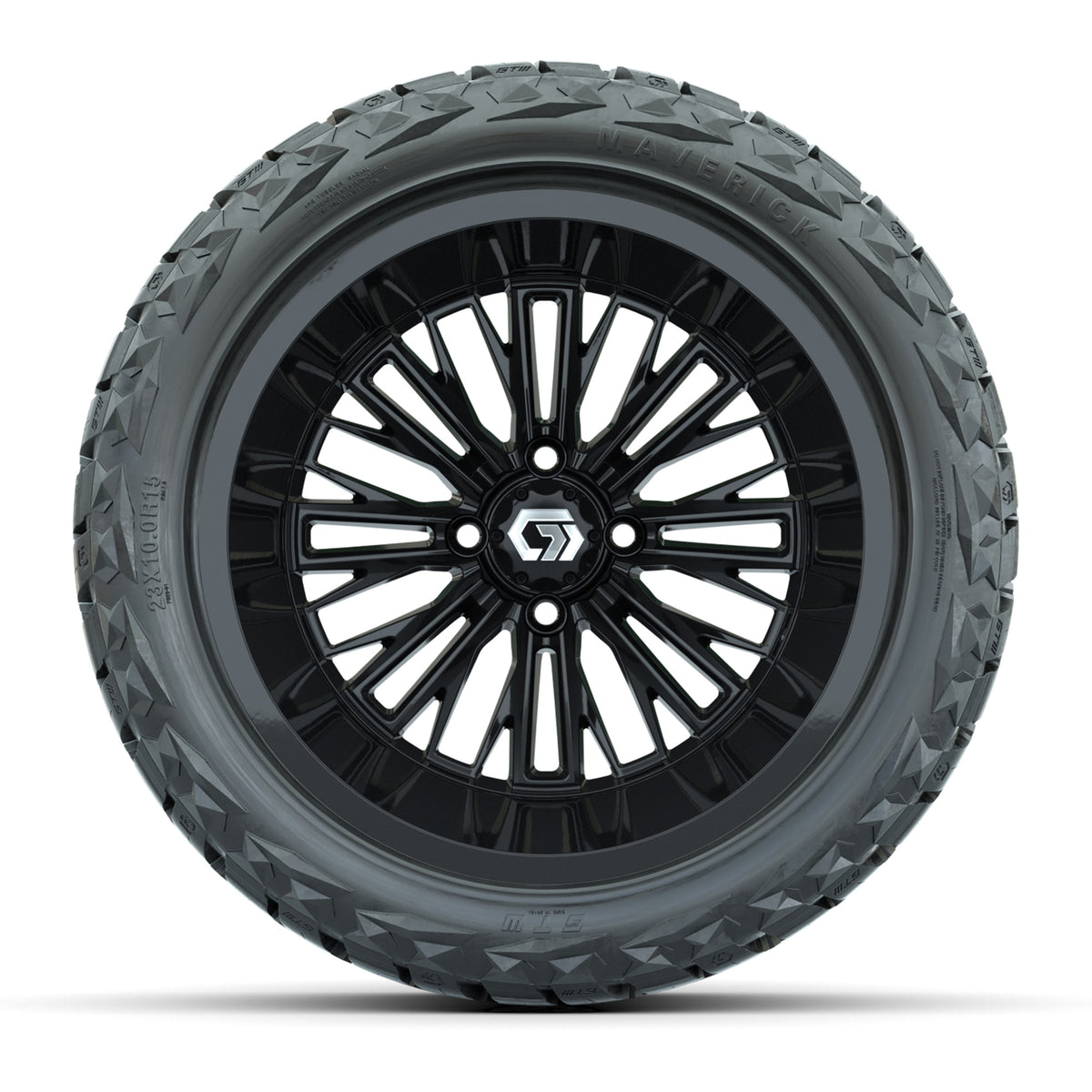 GTW Viper Gloss Black 15" Deep Dish Wheels with 23X10-R15 Maverick Steel Belted Radial All-Terrain Tires - Full Set