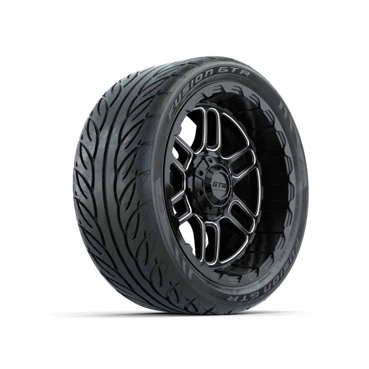 Set of (4) 14" GTW® Titan Machined & Black Wheels with 205/40-R14 Fusion GTR Street Tires