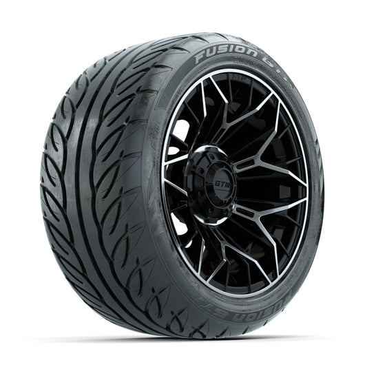 GTW Stellar Machined/Black 14 in Wheels with 225/40-R14 Fusion GTR Street Tires Full Set