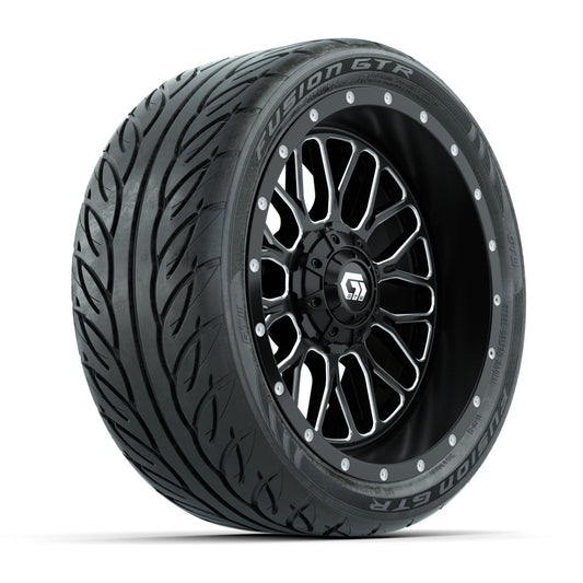 Set of (4) 14" GTW® Helix Machined & Black Wheels with 205/40-R14 Fusion GTR Street Tires