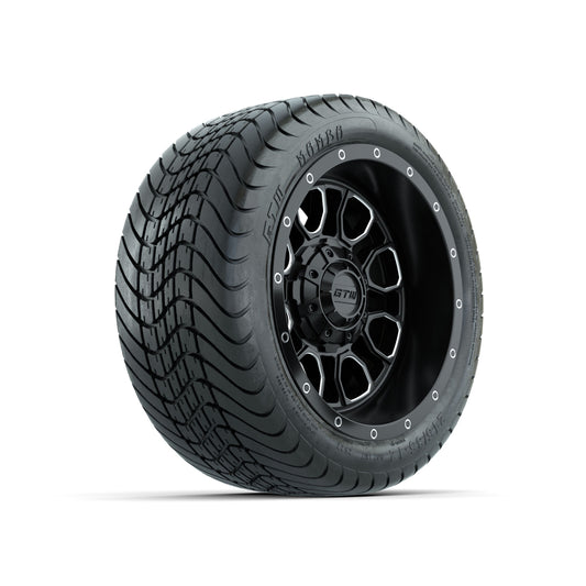 Set of (4) 12" GTW® Volt Machined & Black Wheels with 215/35-12 Mamba Street Tires
