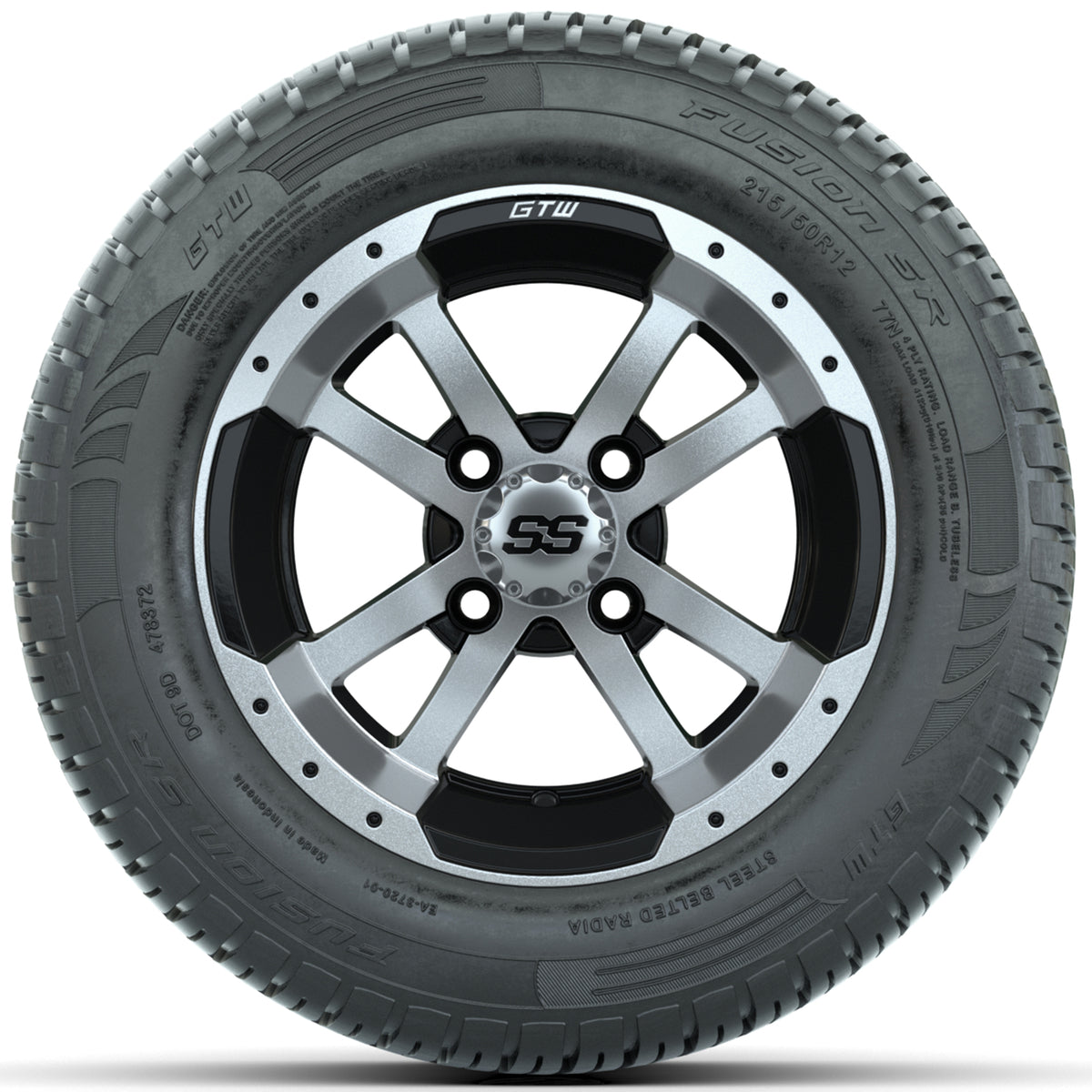 Set of (4) 12" GTW Storm Trooper Wheels with 215/50-R12 Fusion S/R Street Tires