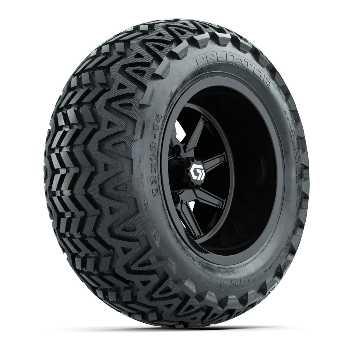 GTW Reaper Gloss Black 14" Golf Cart Wheels & 23X10-14 Predator A/T Tires – Set of 4