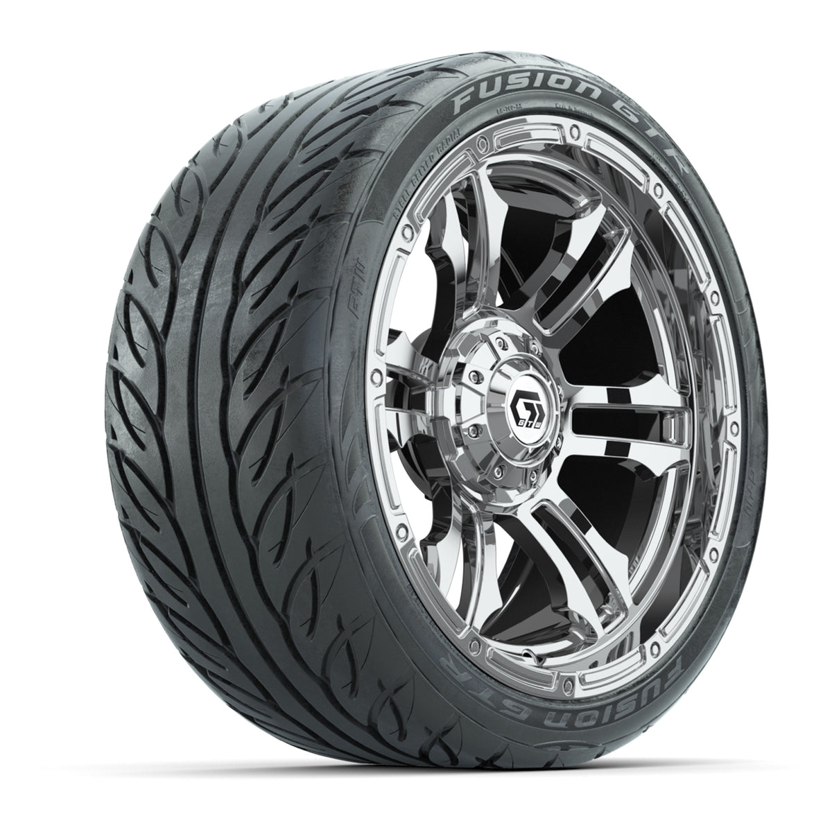 GTW® Shogun Chrome 15" Wheels with 215/40-R15 Fusion GTR Steel Belted Street Tires Full Set