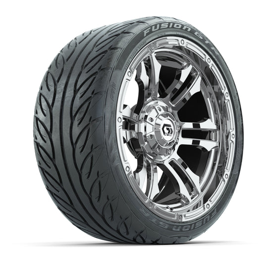 GTW® Shogun Chrome 15" Wheels with 215/40-R15 Fusion GTR Steel Belted Street Tires Full Set