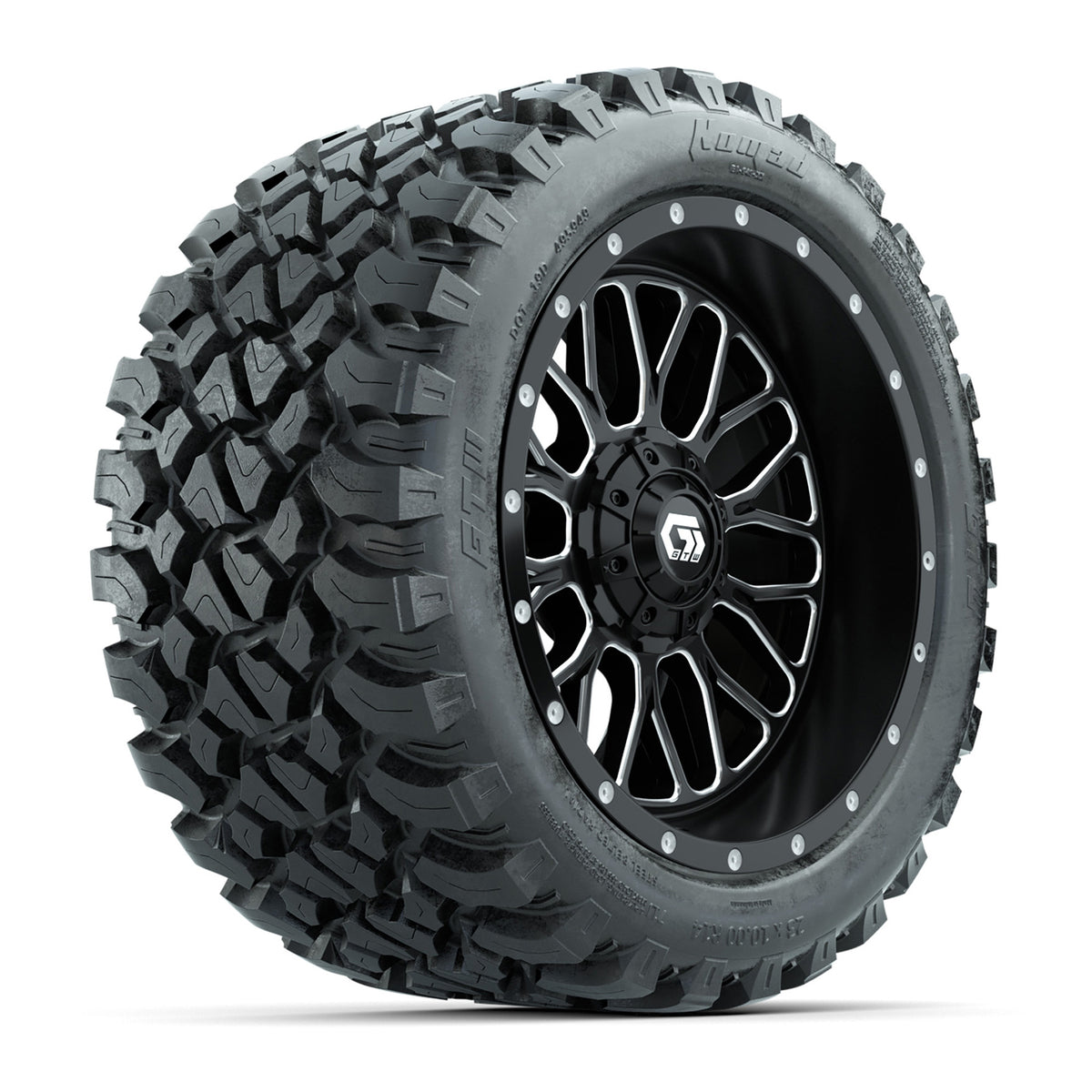 Set of (4) 14" GTW® Helix Machined & Black Wheels with 23x10-R14 Nomad All-Terrain Tires