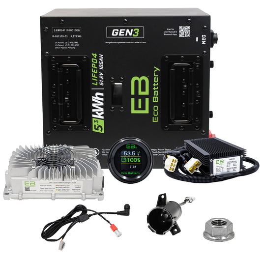51V 105Ah LiFePO4 Golf Cart Battery Kit for Club Car Precedent, Tempo, Onward Gen 3