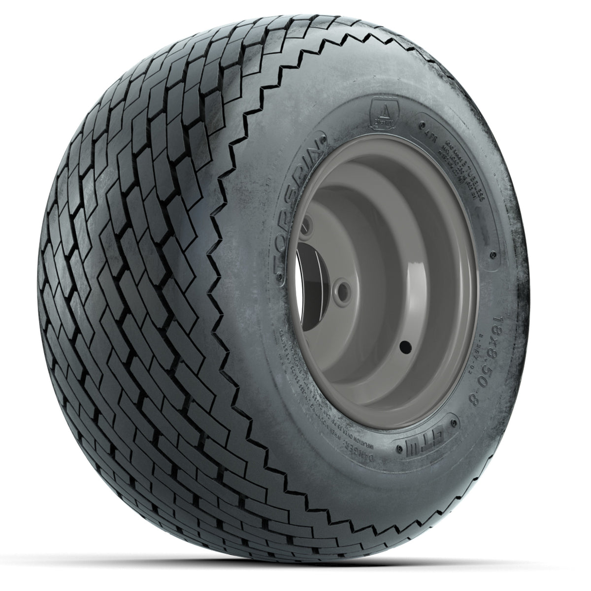 Set of (4) 8 inch Gray Steel Wheels with 18 in GTW Tires 18x8.5x8