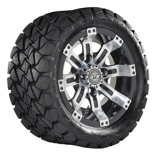 GTW Tempest 10" Black & Machined Wheels with 22" Timberwolf A/T Tires — Set of 4