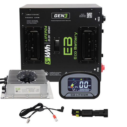 Eco Battery 51V 105Ah Lithium Golf Cart Battery Bundle - ICON EV 2017-2021 Toyota MCU Thru Hole Gen3