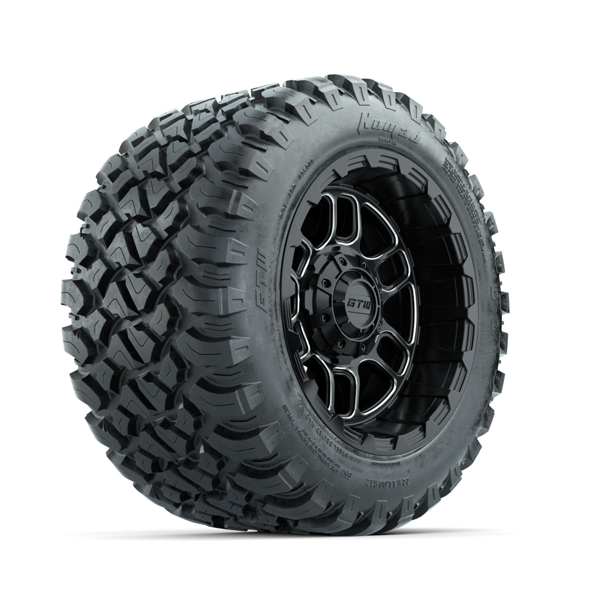 Set of (4) 12" GTW® Titan Machined & Black Wheels with 22x11-R12 Nomad All-Terrain Tires