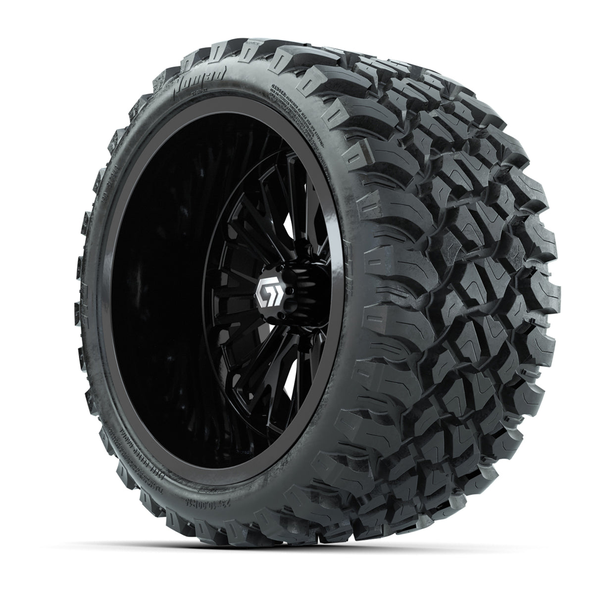 GTW Viper Gloss Black 15" Golf Cart Wheels & 23X10-R15 Nomad A/T Tires – Set of 4